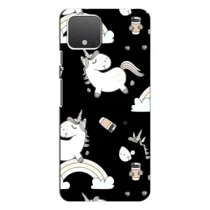 Чехол Unicorn на Google Pixel 4 (Единорог с кофе)
