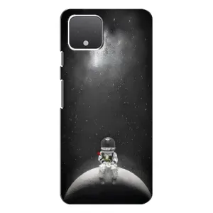 Силиконовый Чехол с принтом "Космонавты" на Google Pixel 4 (Космонавт романтик)