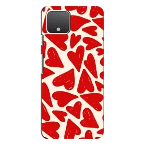 Чехлы с тематикой "Маленькие Сердечки" на Google Pixel 4 (Красные сердечка)