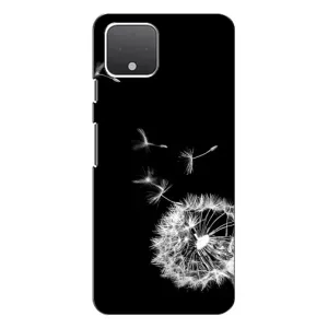 Силиконовый Чехол с одуванчиками на Google Pixel 4 (Одуванчик на чёрном)