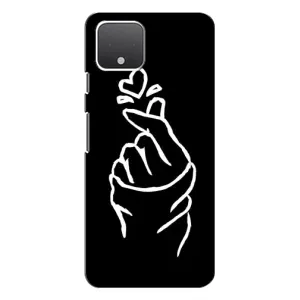Чехлы (Знак сердечка) на Google Pixel 4 (Сердце на черном)