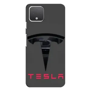 Силиконовый бампер с картинкой машины на Google Pixel 4 (Logo TESLA)
