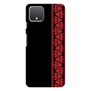 Силиконовый Чехол на Google Pixel 4 с картинкой Вышиванки (Вышиванка на черном)