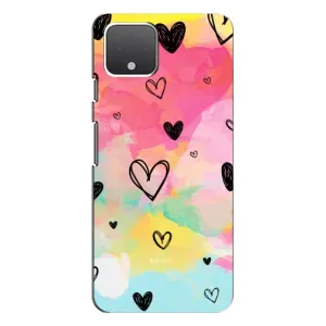Чехлы с тематикой "Маленькие Сердечки" на Google Pixel 4 (Яркие сердечки)