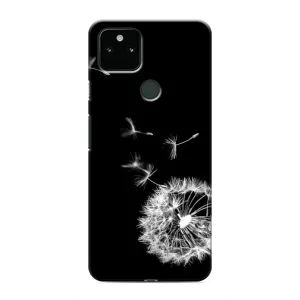 Силиконовый Чехол с одуванчиками на Google Pixel 4a 5G (Одуванчик на чёрном)
