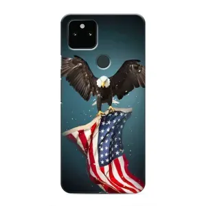 Чехол Флаг USA для Google Pixel 4a 5G (Орел и флаг)