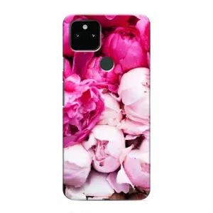 Силиконовый бампер с принтом (цветочки) на Гугл Пиксель 4а (5G) (Пионы)