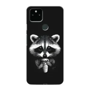 Силиконовый Чехол с Енотами на Google Pixel 4a 5G (С кофем)