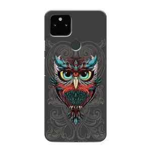 Чехлы с принтом СОВЫ для Google Pixel 4a 5G (Сова на сером)