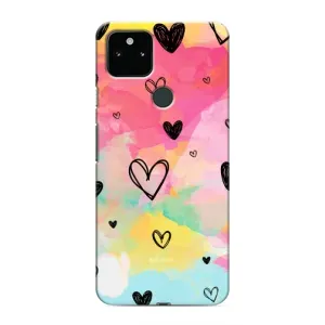 Чехлы с тематикой "Маленькие Сердечки" на Google Pixel 4a 5G (Яркие сердечки)