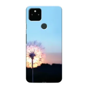 Силиконовый Чехол с одуванчиками на Google Pixel 4a 5G (Закат с одуванчиком)