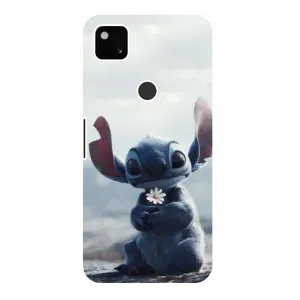 Чехол с рисунком «Стич с цветочком» для Google Pixel 4a