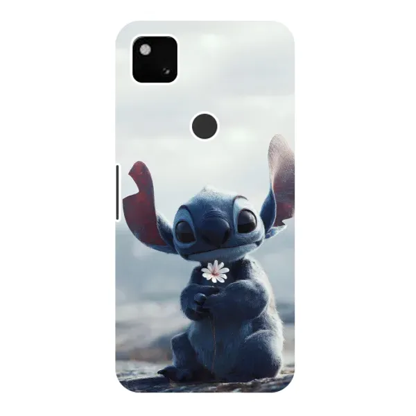 Чехол с рисунком «Стич с цветочком» для Google Pixel 4a