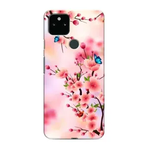 Чехол с принтом САКУРЫ на Google Pixel 5 (Бабочки на сакуре)