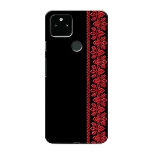 Силиконовый Чехол на Google Pixel 5 (Красная Вышиванка)