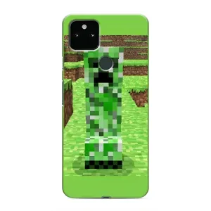 Чехлы для Google Pixel 5 (Персонажи Майн Крафт) (Крипер 2)