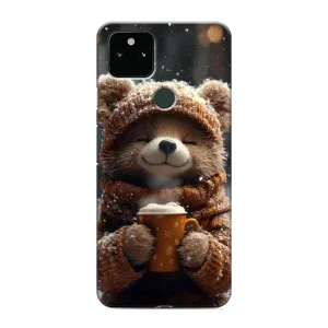 Друкований чохол 'Звірята з кавою' для Google Pixel 5 (Ведмедик з кавою)