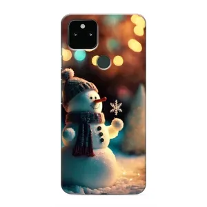 Чехлы на Новый Год Google Pixel 5 (Снеговик праздничный)