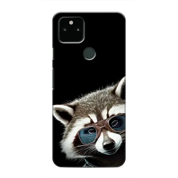 Чехол с рисунком «Стильный Енот» для Google Pixel 5 Чехол с рисунком «Стильный Енот» для Google Pixel 5