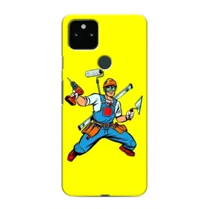 Силиконовый бампер (Работники) на Google Pixel 5 (Строитель)
