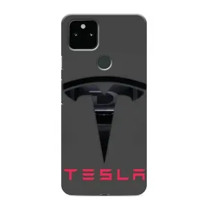 Силиконовый бампер с картинкой машины на Google Pixel 5 (Logo TESLA)