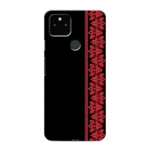 Силиконовый Чехол на Google Pixel 5 с картинкой Вышиванки (Вышиванка на черном)