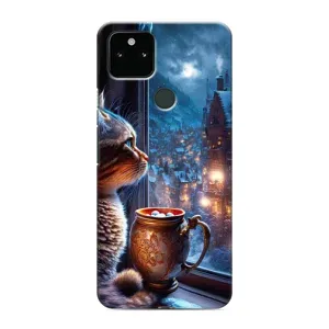 Чехлы на Новый Год Google Pixel 5a 5G (Кот новогодний)
