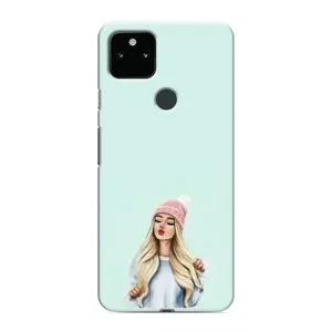 Силиконовый Чехол на Google Pixel 5a 5G с картинкой Стильных Девушек (В шапке)
