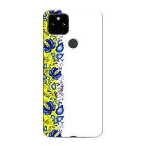 Силиконовый Чехол на Google Pixel 5a 5G с картинкой Вышиванки (Желто-синяя вышиванка)