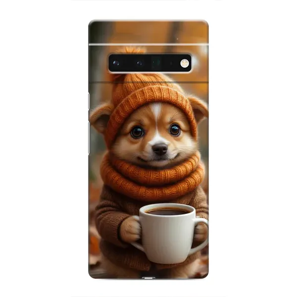 Чехол с рисунком «Собачка с кофе» для Google Pixel 6 Pro Чехол с рисунком «Собачка с кофе» для Google Pixel 6 Pro