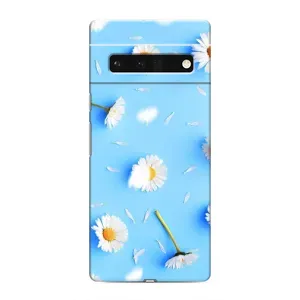 Чехол с Цветами для Google Pixel 6 Pro (ромашки на голубом)