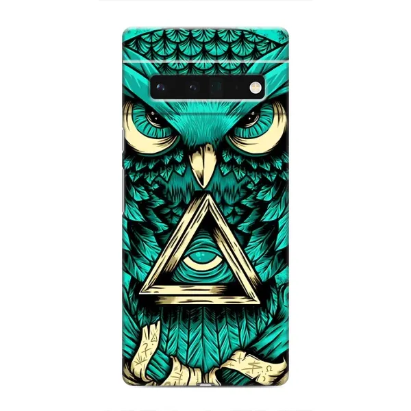 Чехол с рисунком «Зеленая сова» для Google Pixel 6 Pro Чехол с рисунком «Зеленая сова» для Google Pixel 6 Pro