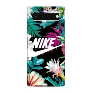 Силиконовый Чехол на Google Pixel 6 с картинкой Nike (Цветочный Nike)