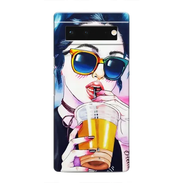 Чехол с рисунком «Девушка с коктейлем» для Google Pixel 6 Чехол с рисунком «Девушка с коктейлем» для Google Pixel 6