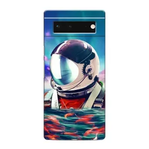 Силиконовый Чехол с принтом "Космонавты" на Google Pixel 6 (Космонавт в воде)