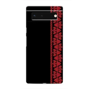 Силиконовый Чехол на Google Pixel 6 (Красная Вышиванка)