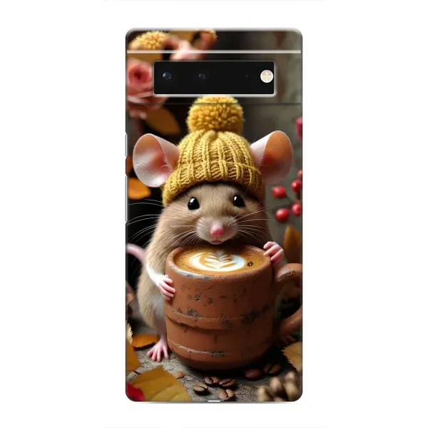 Чехол с рисунком «Мышка с кофе» для Google Pixel 6 Чехол с рисунком «Мышка с кофе» для Google Pixel 6