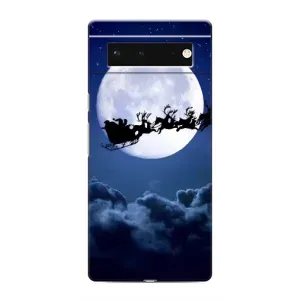 Чехол Санта Клаус для Google Pixel 6 (Санта - луна)
