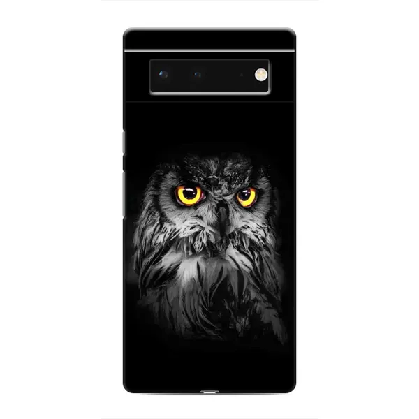 Чехол с рисунком «Сова на чёрном» для Google Pixel 6 Чехол с рисунком «Сова на чёрном» для Google Pixel 6