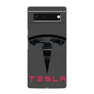 Силиконовый бампер с картинкой машины на Google Pixel 6 (Logo TESLA)
