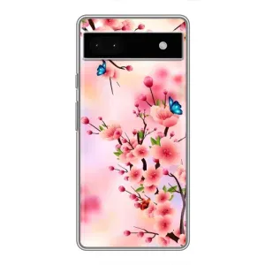 Чехол с принтом САКУРЫ на Google Pixel 6a (Бабочки на сакуре)