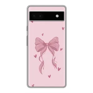 Чехол банты для Google Pixel 6a (Бант на розовом)