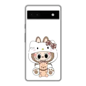 Чохол з принтом Лабубу для Google Pixel 6a (Білий Лабубу)