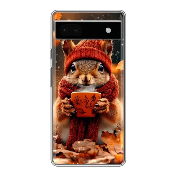 Чехол с рисунком «Белка с кофе» для Google Pixel 6a