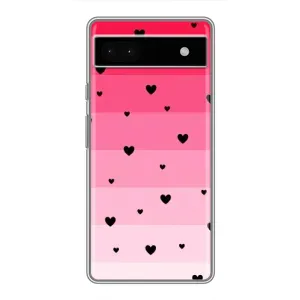 Чехлы с тематикой "Маленькие Сердечки" на Google Pixel 6a (Чорные сердечки)
