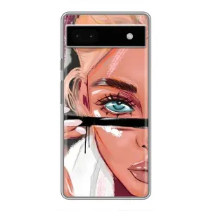 Силиконовый Чехол на Google Pixel 6a с картинкой Стильных Девушек (Девушка и ресницы)