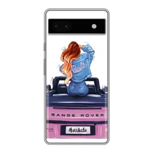 Силиконовый Чехол на Google Pixel 6a с картинкой Стильных Девушек (Девушка на машине)