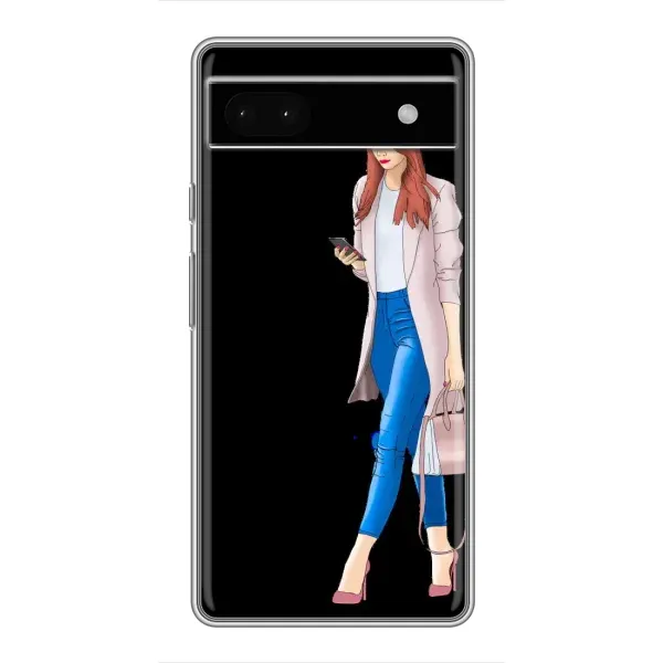 Чехол с рисунком «Девушка со смартфоном» для Google Pixel 6a