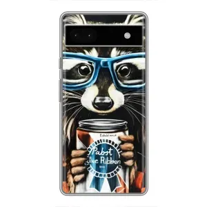 Силиконовый Чехол с Енотами на Google Pixel 6a (Енот в очках)