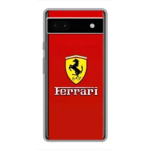Силиконовый бампер с картинкой машины на Google Pixel 6a (Ferrari Logo)